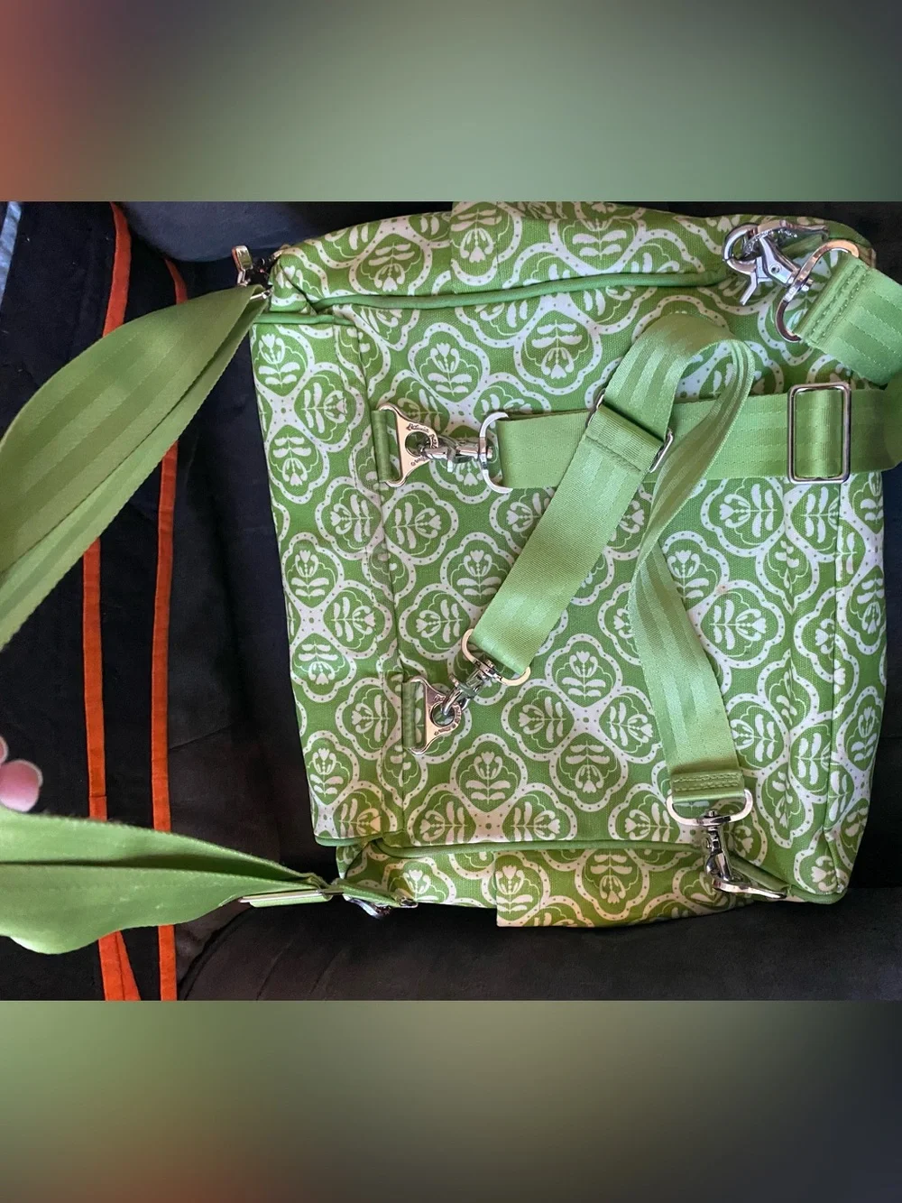 Petunia Pickle Bottom Green and White Patterned Baby Bag